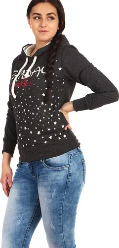 Glara Women's cotton sweatshirt stars and hood (3792761)