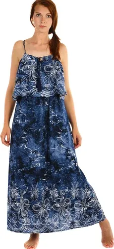 Glara Blue Batik Maxi Dress (8123537)