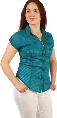 Glara Ladies' short sleeve cotton blouse for plump (2886757)