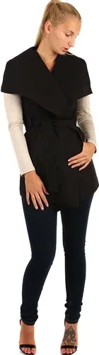 Glara Women's long vest with belt - wide collar (6735406)