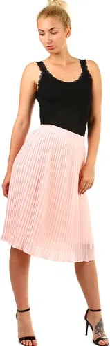 Glara Women's pleated folded midi skirt elastic at the waist (2887258)