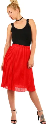 Glara Women's pleated folded midi skirt elastic at the waist (2887259)
