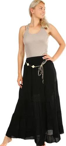 Glara Long ladies maxi skirt elegant belt (8158188)