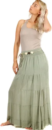 Glara Long ladies maxi skirt elegant belt (8158189)