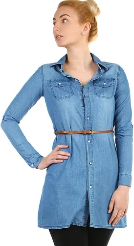 Glara Women's long denim blouse and oversized (1885970)