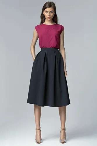 Glara Women's folded midi skirt with pockets (4571083)