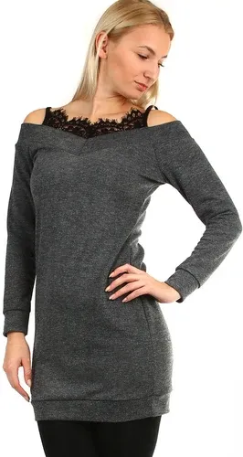 Glara Knitted mini dress lace in the neckline (2884957)