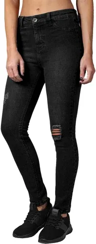 Pantalones de mujer URBAN CLASSICS - Cintura alta - negro lavado - TB1539 (7817182)