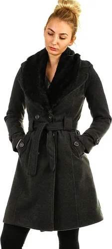 Glara Fleece coat with fur collar (8408978)