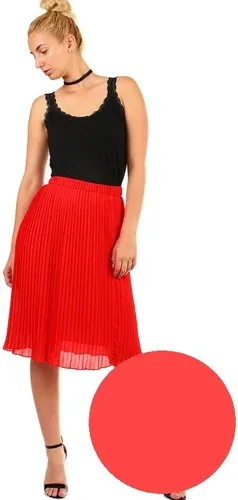 Glara Women's pleated folded midi skirt elastic at the waist (2887263)