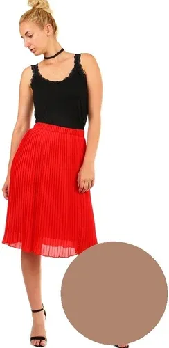 Glara Women's pleated folded midi skirt elastic at the waist (2887266)