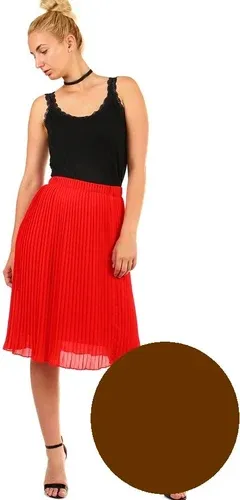 Glara Women's pleated folded midi skirt elastic at the waist (2887267)