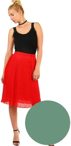Glara Women's pleated folded midi skirt elastic at the waist (2887269)