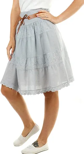 Glara Women's cotton skirt with lace (7676867)