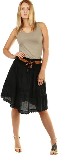 Glara Women's cotton skirt with lace (2887361)