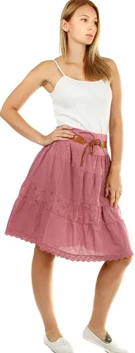 Glara Women's cotton skirt with lace (7676866)