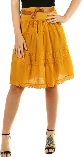 Glara Women's cotton skirt with lace (2887357)