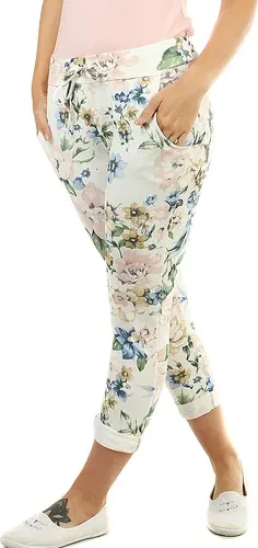 Glara Women's summer trousers with flower pattern (6815879)