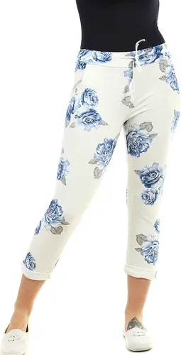 Glara Women's sweatpants with flowers in a shortened length (3818921)