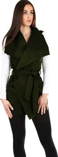 Glara Women's long vest with belt - wide collar (6735402)