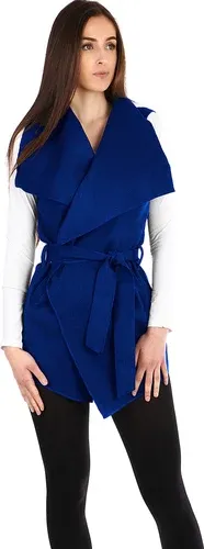 Glara Women's long vest with belt - wide collar (6735400)
