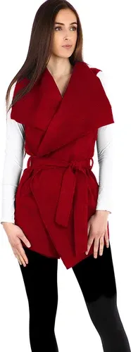 Glara Women's long vest with belt - wide collar (6735398)