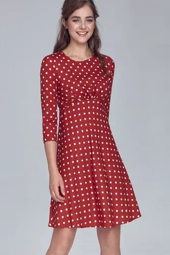 Glara Polka dot A-line dance dress with 3/4 sleeves (7727279)