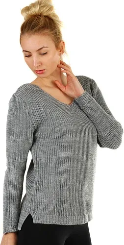 Glara Knitted women's sweater with cuts on the back (2885421)