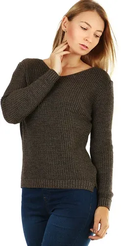 Glara Knitted women's sweater with cuts on the back (2885422)