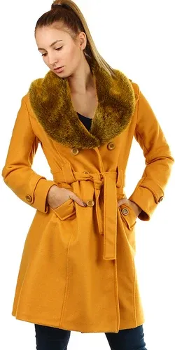 Glara Fleece coat with fur collar (1738144)