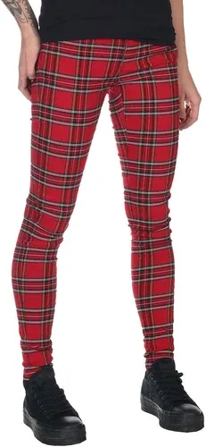 Pantalones de mujer URBAN CLASSICS - Muy delgado Tartán - rojo / negro - TB2848 (7819433)