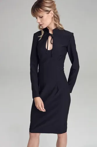 Glara One-color sheath dress with stand-up collar (3818716)
