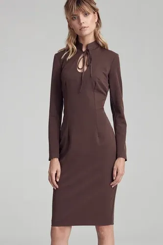 Glara One-color sheath dress with stand-up collar (3818715)