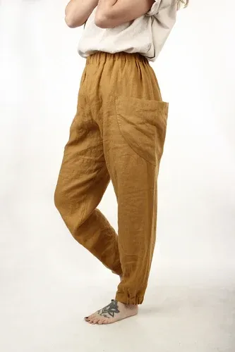 Glara Wide linen pants with large pockets excellent quality (3818874)