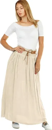 Glara Romantic long skirt with belt (3187654)