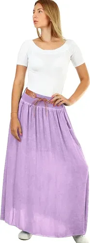 Glara Romantic long skirt with belt (3187655)
