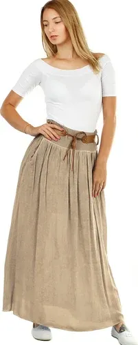 Glara Romantic long skirt with belt (3187656)