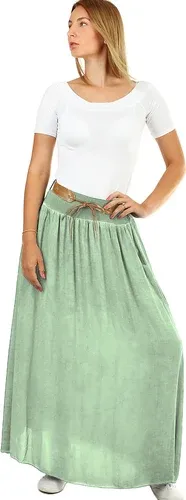 Glara Romantic long skirt with belt (3187658)