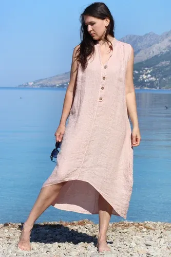 Glara Women's summer dress 100% linen (3818855)