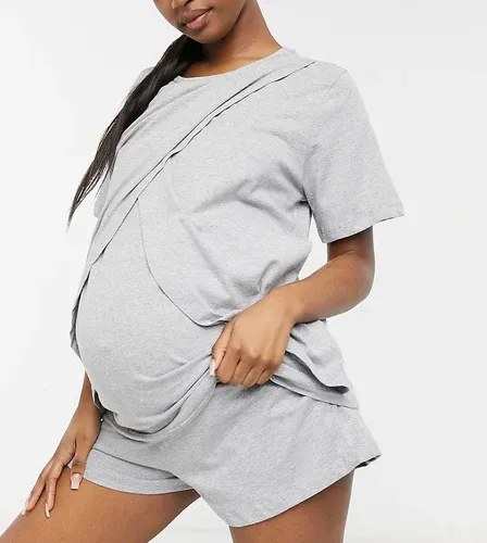 ASOS Maternity Pantalones cortos de pijama en color gris jaspeado Mix &amp; Match de ASOS DESIGN Maternity (3891161)