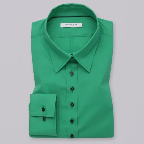 Willsoor Camisa para mujer color verde con estampado liso 12495 (8171481)