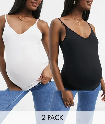 ASOS Maternity Pack ahorro de 2 tops de tirantes con cuello de pico Ultimate de ASOS DESIGN Maternity-Multicolor (4143756)