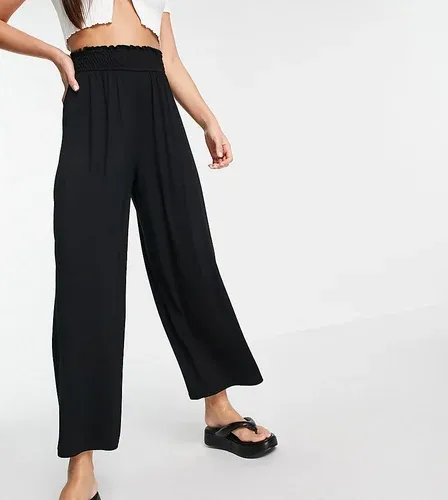 ASOS Tall Pantalones culotte negros con cintura fruncida de ASOS DESIGN Tall (4576861)