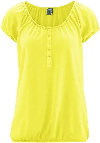 Glara Women's hemp t-shirt with buttons (4553682)