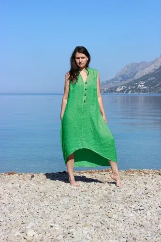 Glara Women's summer dress 100% linen (4636754)