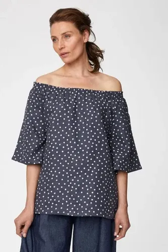 Glara Women's hemp blouse with polka dots (4979304)