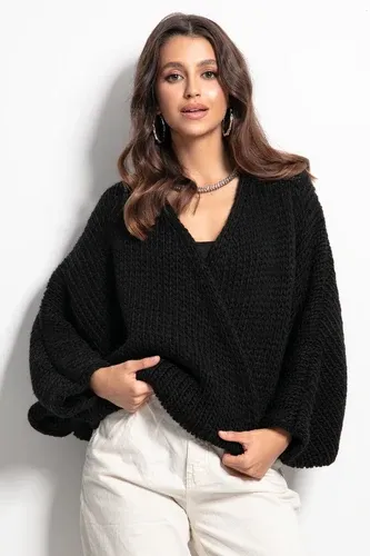 Glara Women's loose fitting v-neck sweater with wool (6815965)