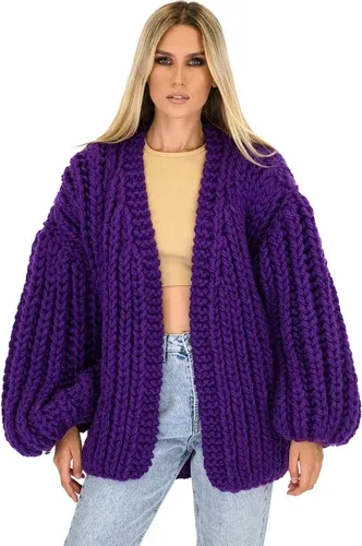 Mums Handmade Long Balloon Cardigan - Purple (6009281)