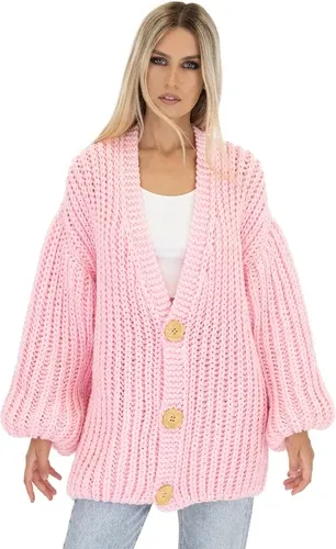 Mums Handmade Merino Button-up Cardigan - Pink (6009288)