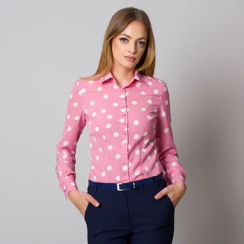 Willsoor Camisa de mujer en color rosa con lunares 12823 (8171498)